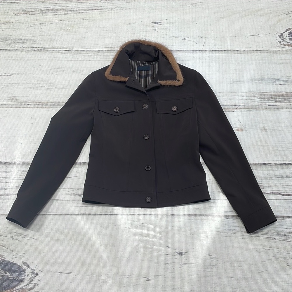 NAPOLEONE Jacket Lightweight Coat Italy Fur Trim Size IT42 US 6 - Picture 8 of 14